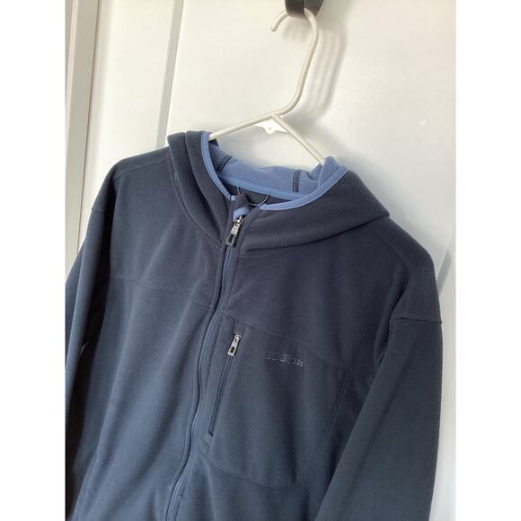 L.L. Bean Men’s Fleece Polartec Hooded Zip-Up Sweater Hiking Outdoor Navy SZ XL - Picture 2 of 11